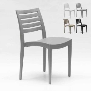 Image de Grand Soleil Chaise empilable polypropylène pour maison, endroits publics et extérieur FIRENZE | Gris