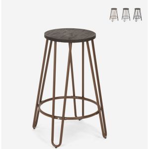Ahd Amazing Home Design Tabouret haut design industriel en bois m&eacute;tal pour bars restaurants cuisines Carbon Top, Couleur: Marron