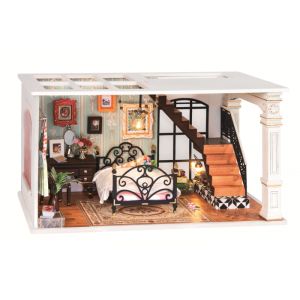 Robotime kit de construction de maison de poupée DIY 23 cm bois/textile 3 pièces