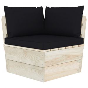 VidaXL Coussins de canapé palette 3 pcs Noir Tissu - Noir