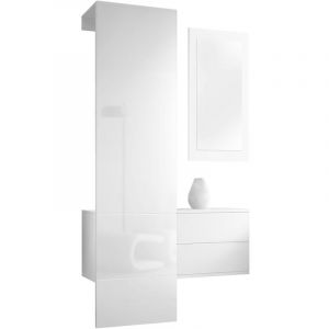 Image de Garderobe Meubles d'entrée Carlton Set 2 Blanc - haute brillance & tons naturels - Panneau en Blanc haute brillance - Panneau en Blanc haute