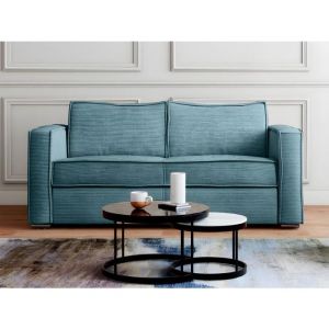 Canapé convertible velours 4 places bleu turquoise