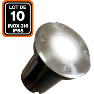 Image de Europalamp Lot 10 Spots Encastrable de Sol Rond Inox 316 Exterieur IP65 GU10