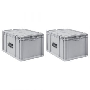 Image de Set super &eacute;conomique 2x Bac Euro NextGen Portable HxLxP 33,5x40x60cm 65 litres Eurobox, bo&icirc;te industrielle, bo&icirc;tes de rangement, empilables,