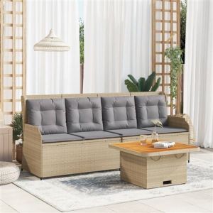 VidaXL Salon de jardin avec coussins 3 pcs beige résine tressée, ensemble de canapé de jardin, ensemble de salon de jardin, ensemble de canapé en résine tressée