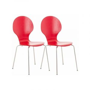 CLP Lot de 2 chaises empilables en bois Diego rouge