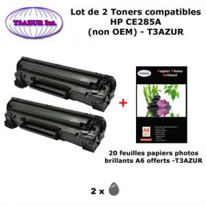 T3Azur 2 Toners s HP 85A, CE285A pour HP LaserJet Pro M1132 M1212 M1214 M1217 M1232+ 20f papiers photos A6 T3AZUR