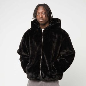 Urban classics Full Zip Faux Fur Hoodie Homme Doudounes noir Taille S V&ecirc;tements - Couleur noir - Taille S