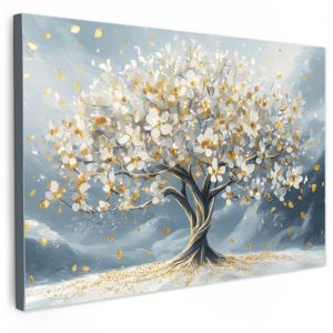 TABLEAU SUR TOILE Arbre - Hiver - Arbre de vie - Moderne - Or Salon 120x80 cm