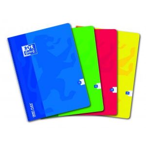 Oxford 400007629 - Cahier Openflex rel. intégrale A4 100 pages 90g/m², Grands carreaux, assortis