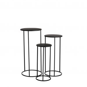 Mica Decorations Quinty Table d'appoint - Ensemble de 3 - H70 x Ø32 cm - Métal - Noir