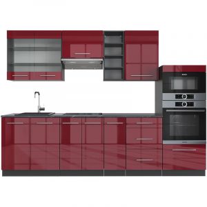 Vicco - Kitchenette Fame-Line 280cm Bordeaux brillant/anthracite