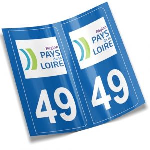 2 autocollants stickers plaque immatriculation voiture départements France