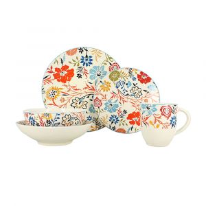 Novastyl Service de table 60 pièces en porcelaine colorée