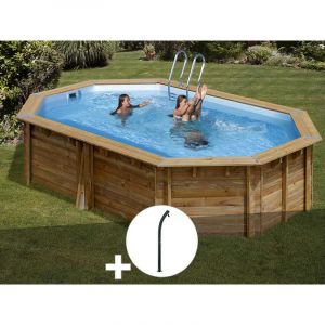 Image de Sunbay Kit piscine bois Cannelle 5,51 x 3,51 x 1,19 m + Douche