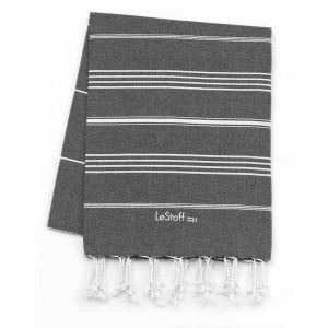 LeStoff Serviette fouta écoresponsable en Coton Bio. Labellisée GOTS. Légère et Ultra absorbante. Anthracite 95 x 180 cm 113