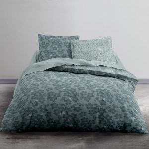 Today Parure de lit en coton - Flanelle - l 220 x L 240 cm - Imprimé floral - Gris
