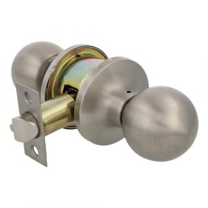 Amig - Ensemble de poignées de type boule | Avec clé extérieure | Pêne dormant d'entrée 60/70 mm | Bord carré | Acier inoxydable | Argenté | Portes d'une épaisseur de 35 à 45 mm