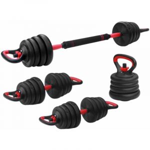 FITPADDY - Kit pesi componibile 3-in-1 barbell dumbbell kettlebell 15 kg