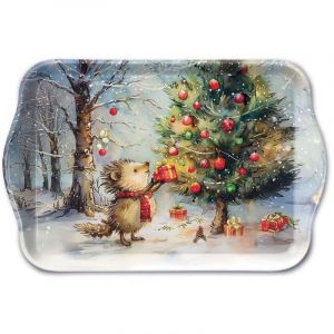 Ambiente Mini plateau h&eacute;risson et sapin d&eacute;cor&eacute;