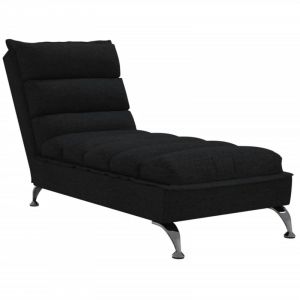 VidaXL Chaise Longue Avec Coussins Noir Tissu