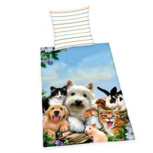 Herding Selfies Les Animaux Domestiques Parure de lit, Multicolore, 80x80, Coton