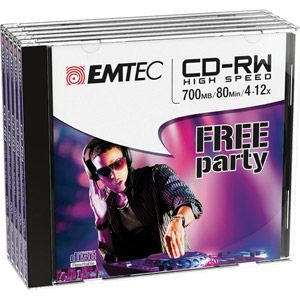 Emtec ECOCRW80512JC - Pack de 5 CD-RW 700 Mo 12x Jewel Case