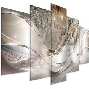 Image de Artgeist Tableau "Modern Dandelions 5 Panneaux Beige Wide" 100x225cm