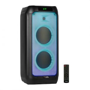 SANS Ibiza - WAVE8 - Enceinte de 600W/2x8&rdquo; avec Bluetooth, USB et microSD - Effets LEDs Wave et Connexion Fil TWS - Noir