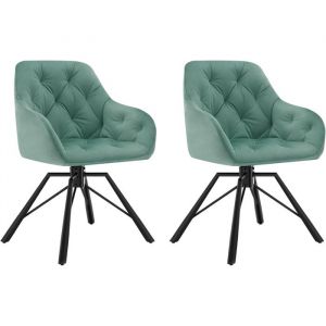 WOLTU Lot de 2 Chaises Salle à Manger Pivotante, Chaises Cuisine en Velours + Métal, Chaises à Haut Dossier, Chaises Scandinave, Turquoise