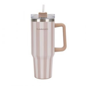 Mug isotherme avec paille acier inoxydable 1,18 litres Beige