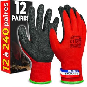 Gants Rev&ecirc;tement Latex - Jardinage & Atelier - Taille 9 (L) - 12 Paires - MK-Glove