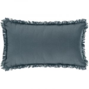 Image de Atmosphera Coussin déhoussable avec contour frange 30x50 cm Bleu orage