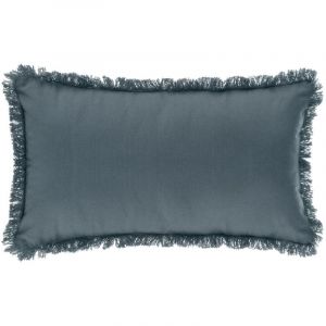 Image de Atmosphera Coussin déhoussable avec contour frange 30x50 cm Bleu orage