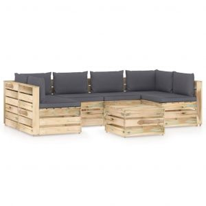 VidaXL Salon de jardin 7 pcs avec coussins Bois impr?gn? de vert