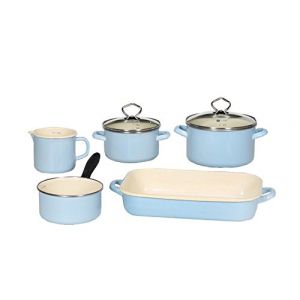 KrÜger Karl 89702 PAB émail Pot Set Sylt, Lot de 5 pièces, Pastel