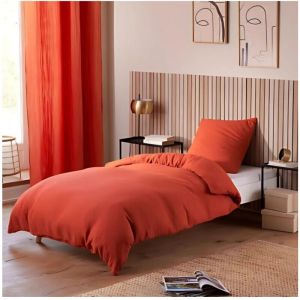 Parure de Lit en Gaze de Coton - pour Lit Une Place - Parure de Couette 140x200cm - 140x200 cm - Terracotta.
