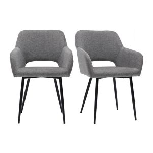 Miliboo Chaises en tissu effet velours texturé gris (lot de 2) LAURETTE