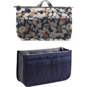 Image de Nov@go NOVAGO 2 Organiseurs Pochette Sac de Rangement intérieur pour Sac à Main ou Sac de Voyage (Indigo + Feuillage doré )