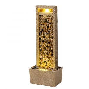 Teamson Home Fontaine de jardin haute effet riviere Cascade exterieure LED reglable patio compact Marron