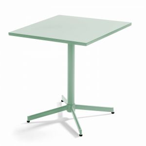 Oviala Table de jardin carrée bistro inclinable en acier vert sauge 70cm