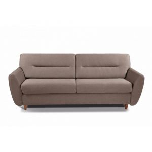 Image de Inside75 Canapé convertible système express COPENHAGUE en tweed taupe Couchage 120cm matelas 15cm