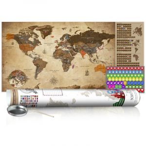 Image de Artgeist Carte du Monde à Gratter "Mappemonde" 50x100cm Beige & Blanc