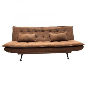 Canap&eacute; droit convertible SERENO marron chocolat &ndash; Canap&eacute;-lit 3 places en microfibre