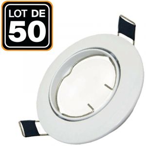 Europalamp Lot de 50 Support Spot LED Orientable Rond D90 Blanc - Blanc