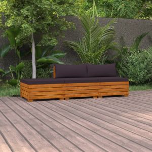 VidaXL Salon de jardin, 3 pcs avec coussins Bois d'acacia solide