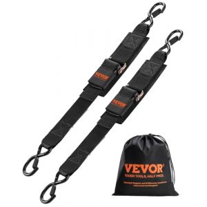 VEVOR Sangle d'Arrimage Rétractable à Cliquet Robuste, 5,08x60,96 cm, Lot de 2, Crochets S, Verrouillage de Sécurité, Résistance Rupture 680,4 kg, 40,64-60,96 cm, pour Remorques, Véhicules, Bateaux