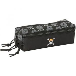 Safta One Piece Pirates - Trousse Triple Petite, Trousse pour Enfant, idéale pour Les Enfants d'âge Scolaire, Confortable et Polyvalente, qualité et résistance, 22 x 6 x 8,5 cm, Noir, M, Décontracté