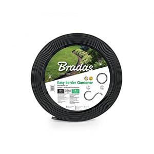 Bradas Bordure de Gazon Flexible de 10 m + 20 Piquets de Fixation / Ancrage, Bordure de Jardin, de Pelouse, Bordure de Parterre, Noir