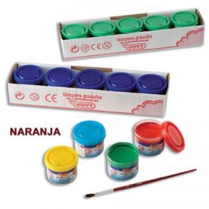 Jovi Gouache liquide, Caisse de 5 pots de 35 ml, Couleur Orange, Peinture à base d'ingrédients naturels, Facile à laver, Sans gluten, Idéal pour l'école (50306)